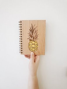 Pineapple Lasercut Wood Journal