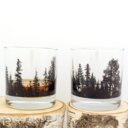 Whiskey Glasses - Forest Landscape