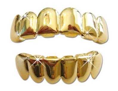 Yellow Gold-Tone Hip Hop Removeable Mouth Grillz