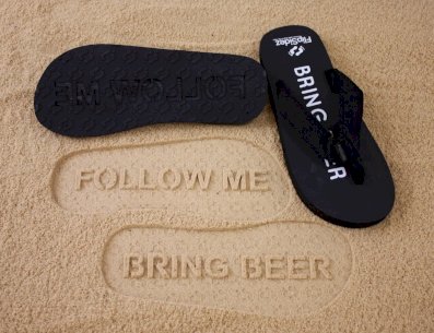 Follow Me Bring Beer Flip Flops